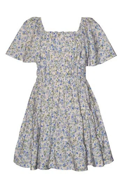 Iris & Ivy Kids' Angel Sleeve Floral Dress In Gray