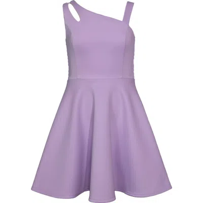 Iris & Ivy Kids' Asymmetric One Shoulder Skater Dress In Lavender