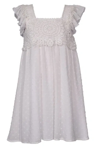 Iris & Ivy Kids' Boho Babydoll Party Dress In White