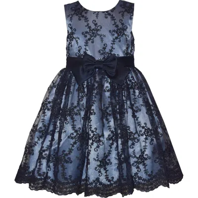 Iris & Ivy Kids' Border Embroidered Dress In Blue