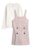 Iris & Ivy Kids' Bouclé Dress & Long Sleeve T-shirt Set In Pink