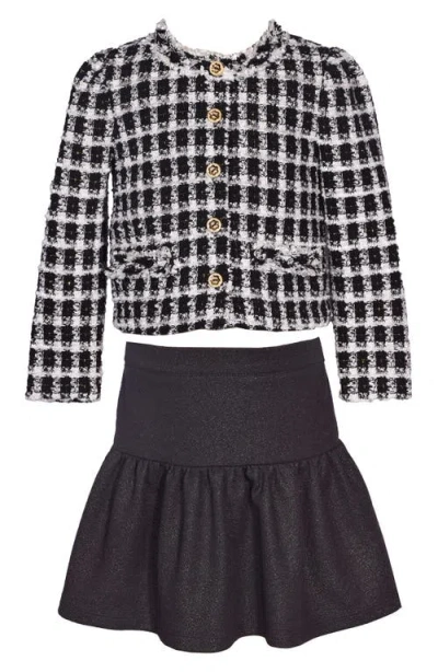 Iris & Ivy Kids' Bouclé Jacket & Skirt Set In Black