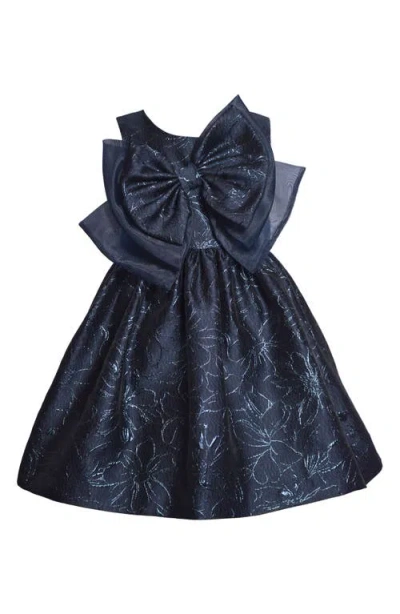 Iris & Ivy Kids' Bow Jacquard Party Dress In Black