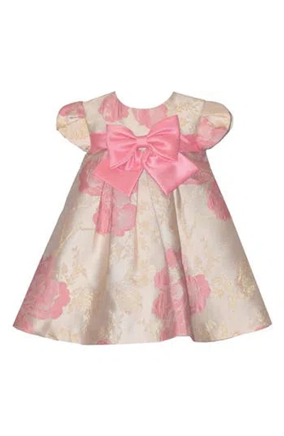 Iris & Ivy Kids' Bow Jacquard Trapeze Party Dress In Gold