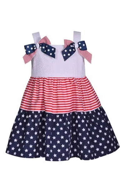 Iris & Ivy Kids' Bow Shoulder Americana Dress In Multi