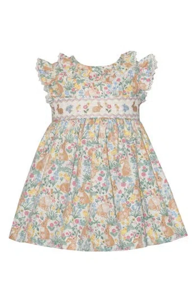Iris & Ivy Kids' Bunny Smocked Waist Dress In Gold