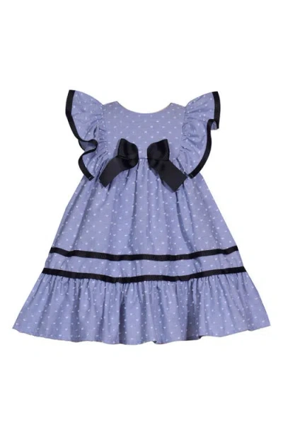 Iris & Ivy Kids' Clip Dot Bow Front Party Dress In Blue