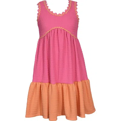 Iris & Ivy Kids' Colorblock Gauze Knit Dress In Pink