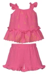 Iris & Ivy Kids' Cotton Gauze Tank & Shorts Set In Pink