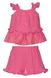 Iris & Ivy Kids' Cotton Gauze Tank & Shorts Set In Pnk