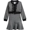 Iris & Ivy Kids' Drop Hem Dress & Cardigan Set In Black
