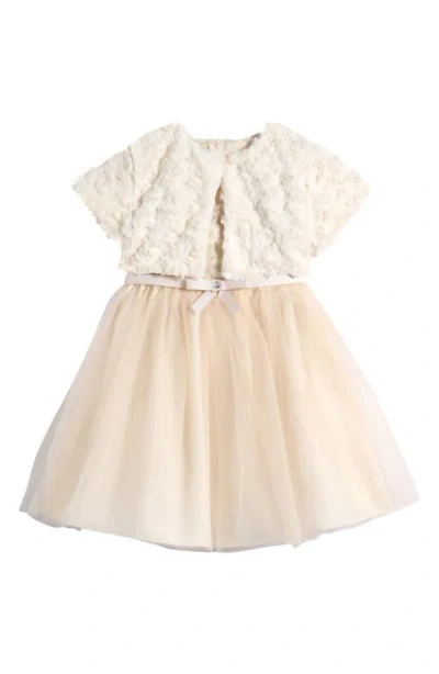 Iris & Ivy Kids' Embroidered Fit & Flare Party Dress & Cardigan Set In Gold