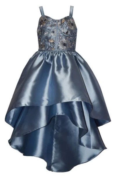 Iris & Ivy Kids' Embroidered High Low Dress In Blue