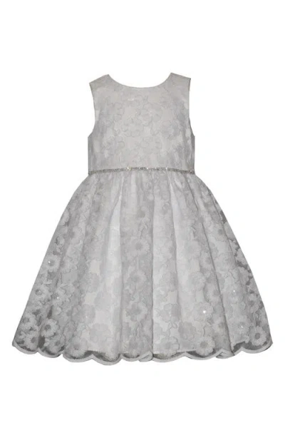 Iris & Ivy Kids' Embroidered Mesh Overlay Party Dress In White