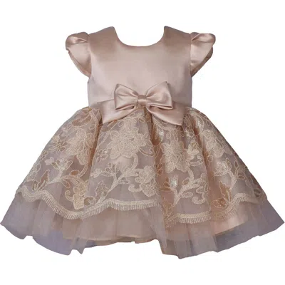 Iris & Ivy Kids' Embroidered Mikado Party Dress In Gold