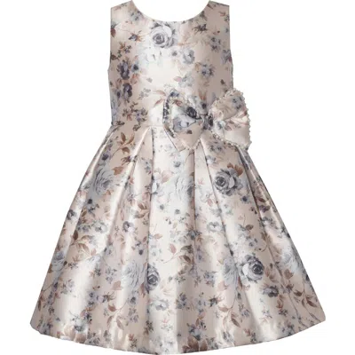 Iris & Ivy Kids' Floral Mikado Box Pleat Dress In Neutral