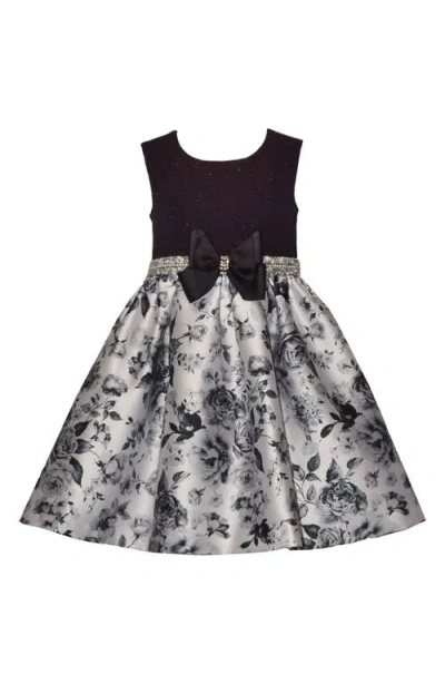 Iris & Ivy Kids' Floral Print Party Dress In Black