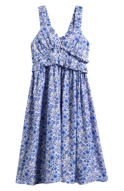 Iris & Ivy Kids' Floral Ruffle Party Dress In Blue