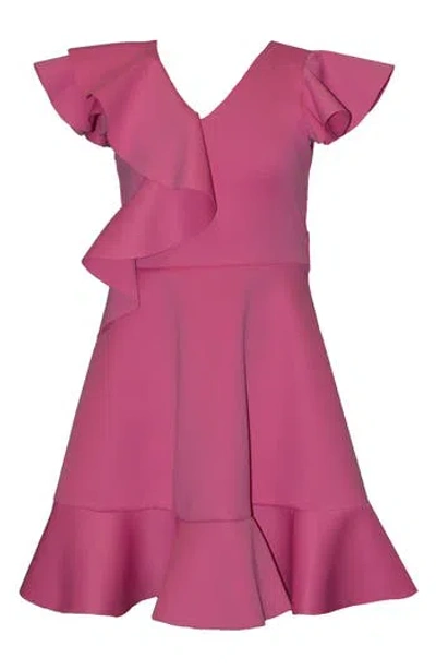 Iris & Ivy Kids' Flutter Scuba Knit Skater Dress In Pink