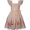 Iris & Ivy Kids' Flutter Sleeve Border Dress In Yellow