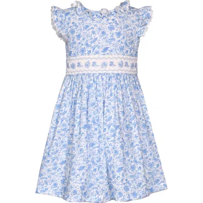 Iris & Ivy Kids' Flutter Sleeve Cotton Party Dress In Blue
