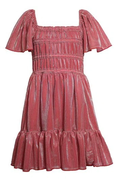 Iris & Ivy Kids' Flutter Sleeve Glitter Knit Party Dress In Pink