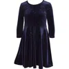 IRIS & IVY IRIS & IVY KIDS' GLITTER LONG SLEEVE STRETCH VELVET PARTY DRESS