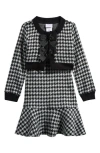 Iris & Ivy Kids' Houndstooth Dress & Cardigan Set In Black