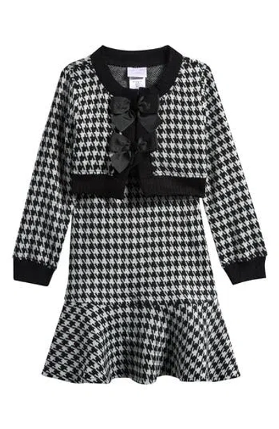IRIS & IVY IRIS & IVY KIDS' HOUNDSTOOTH DRESS & CARDIGAN SET