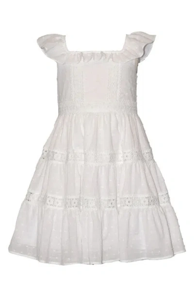 Iris & Ivy Kids' Lace Insert Clip Dot Dress In White