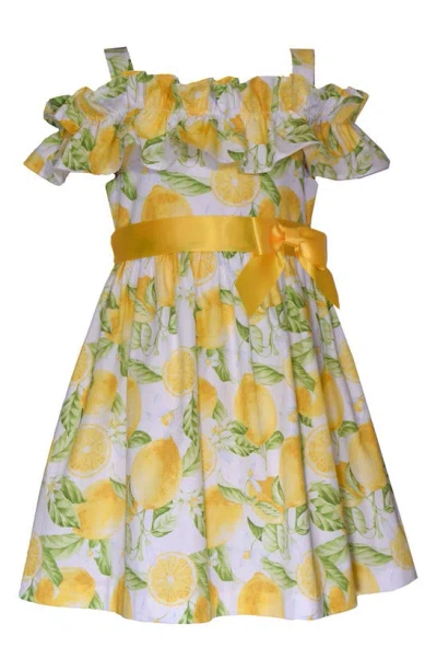 Iris & Ivy Kids' Lemon Ruffle Poplin Party Dress In Yellow Floral