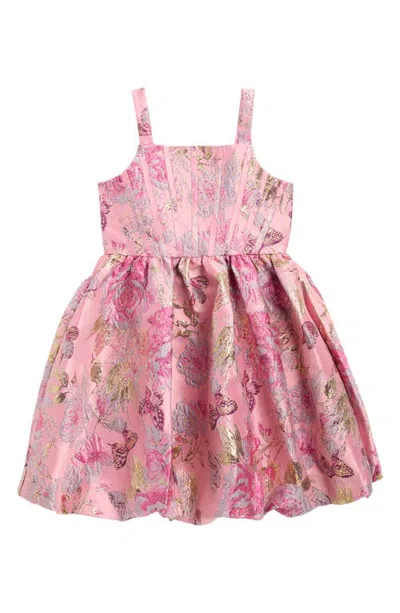 Iris & Ivy Kids' Metallic Floral Party Dress In Pink