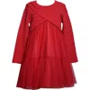 Iris & Ivy Kids' Mixed Media Long Sleeve Dress In Red