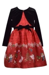 Iris & Ivy Kids' Nutcracker Dress & Sweater Set In Red