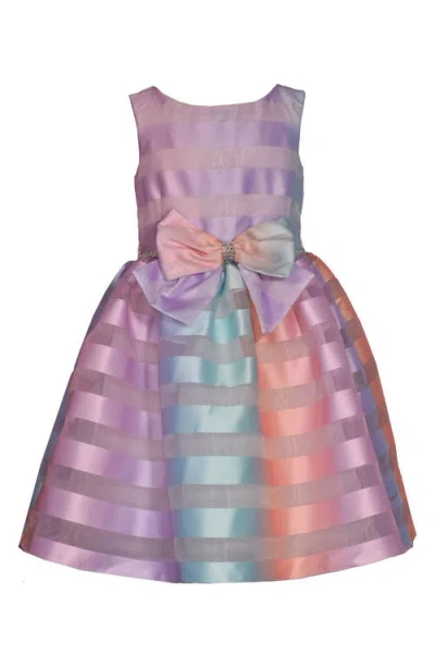 Iris & Ivy Kids' Ombré Shadow Stripe Party Dress In Lavender Multi