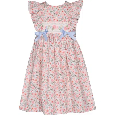 Iris & Ivy Kids' Pinafore Ruffle Cotton Poplin Party Dress In Peach