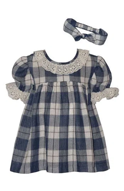 Iris & Ivy Babies'  Kids' Plaid Eyelet 3-piece Set In Blue
