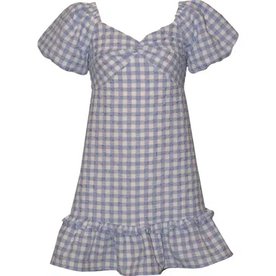 Iris & Ivy Kids' Puffed Sleeve Gingham Dress In Gray