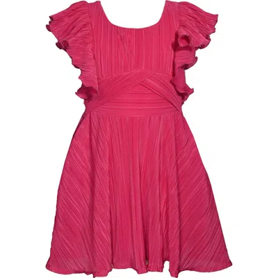 Iris & Ivy Kids' Ruffle Plissé Dress In Fuchsia