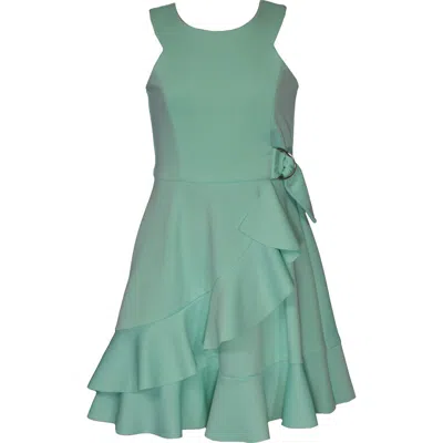Iris & Ivy Kids' Scuba Wrap Party Dress In Green