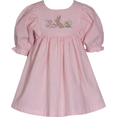 Iris & Ivy Kids' Seersucker Embroidered Easter Dress In Peach