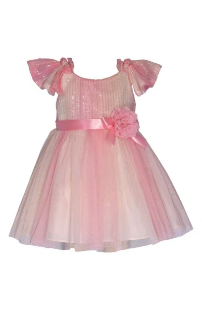 Iris & Ivy Kids' Sequin Flutter Sleeve Party Dress In Blush