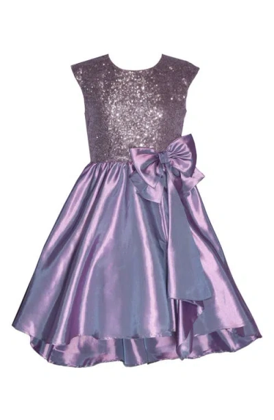 Iris & Ivy Kids' Sequin Taffeta High/low Party Dress In Lavender