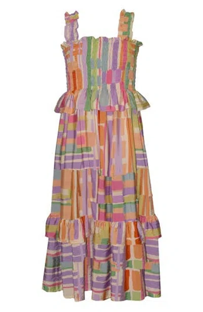 Iris & Ivy Kids' Smocked Abstract Maxi Dress In Multi