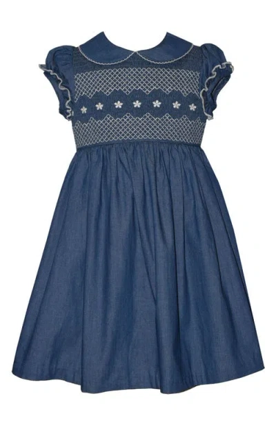 Iris & Ivy Kids' Smocked Denim Dress In Blue