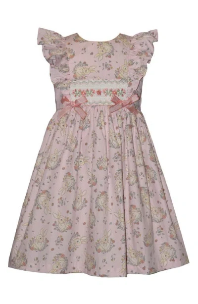 Iris & Ivy Kids' Smocked Flutter Sleeve Dress In Pink