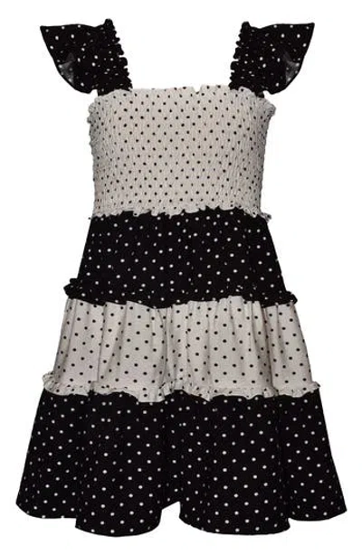 Iris & Ivy Kids' Smocked Polka Dot Tiered Dress In Multi