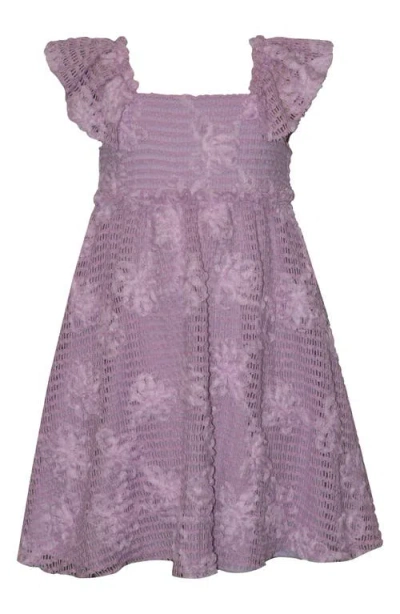Iris & Ivy Kids' Soutache Flutter Sleeve Dress In Purple