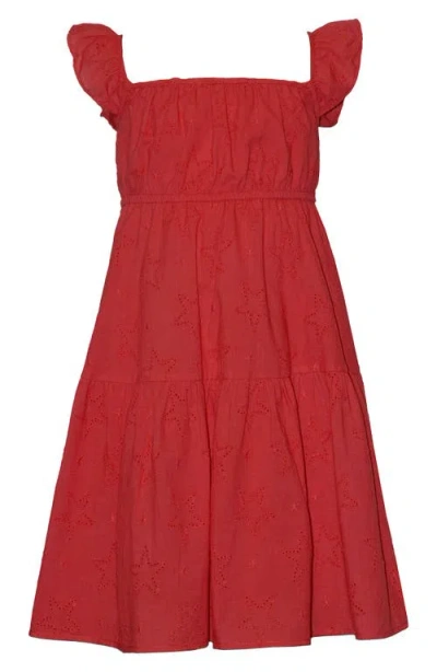 Iris & Ivy Kids' Star Eyelet Flutter Sleeve Cotton Party Dress In Multi