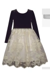 Iris & Ivy Kids' Stretch Velvet & Lace Dress In White